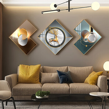 创意客厅沙发背景墙挂件轻奢电视墙上挂饰房间墙壁餐厅墙面装饰品金色