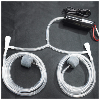 鱼缸增氧泵家用水族箱氧气泵充电充氧泵钓鱼充氧泵小型打氧机黑色双管