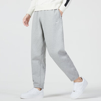 耐克（NIKE） 男裤2022冬季新款运动休闲刺绣小勾子长裤加绒保暖宽松收口小脚裤子DA0330 DA0330-063/加绒灰色 XL