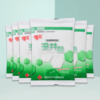云舵海晶 深井盐加碘400克*6袋家用食用绿色精制盐 河北盐业 深井盐