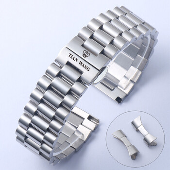 适用于天王表款钢带男女不锈钢实心精钢手表链配件表带男全钢色10mm