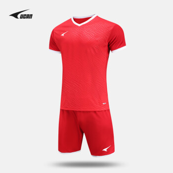 锐克（UCAN） UCAN锐克足球服男套装 成人童装比赛运动短袖训练球衣组队服定制 活力红/红 XL