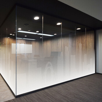 mioc美果果艺术白色渐变半透明玻璃贴膜写字楼酒店面橱窗办公室静电