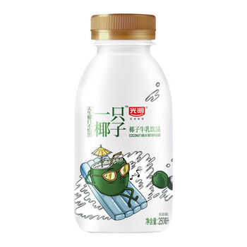 光明一只椰子牛乳饮品椰子椰汁荔枝白桃巧克努力饮料整箱250ml原味12