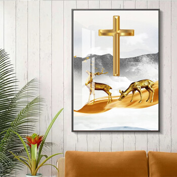 十字架墙壁装饰基督教十字架装饰画客厅沙发背景墙壁画北欧现代挂画