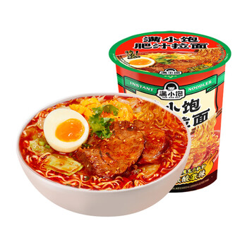 甄馋满小饱肥汁拉面冲泡免煮版101g*1桶装九级酸辣泡面方便面米线 1件