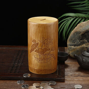 高楷泰大号竹筒存钱罐可存可取储钱罐大容量创意储蓄罐摆件儿童女孩