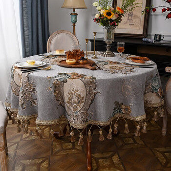 美妠斯欧式餐桌布圆形家用圆桌桌布高级感布艺茶几布垫布大桌子台布