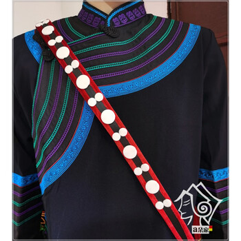 烁穗 凉山彝族男士配饰英雄带纽扣英雄结摄影舞蹈道具民族风装饰品