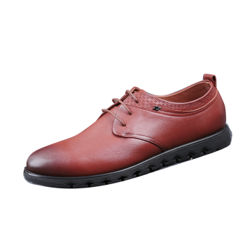 双凤2019春季新款简约舒适柔软圆头商务休闲男士单鞋 黄棕色 38