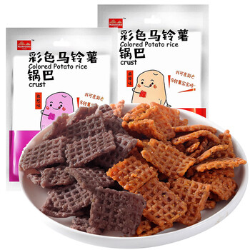 西农彩色马铃薯锅巴120g6办公室零食小吃手工锅巴4袋麻辣味120g4包