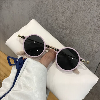 框眼镜儿童太阳镜男女童小巧女孩眼镜男孩墨镜潮宝宝紫色83130小圆框