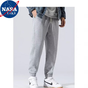 nasalike运动卫裤男士束脚2024年新款春秋冬季加绒加厚重磅深灰色休闲