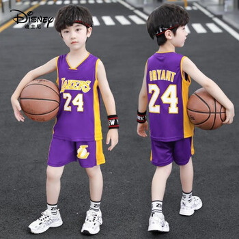 中大童童装运动套装速干短袖球衣队服小孩子好宝宝穿 紫色 24号篮球服