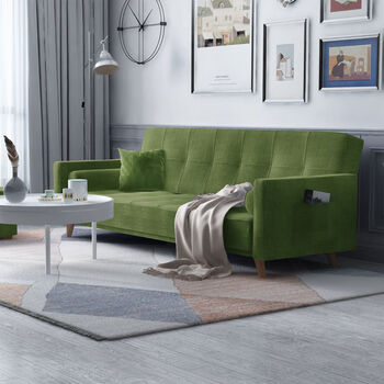 折叠单人双人三人简易懒人沙发客厅两用深绿色棉麻四人20米睡眠乳胶款