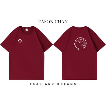 沧瀚陈奕迅同款t恤eason演唱会周边联名定制纯棉短袖男女上衣酒红闭眼
