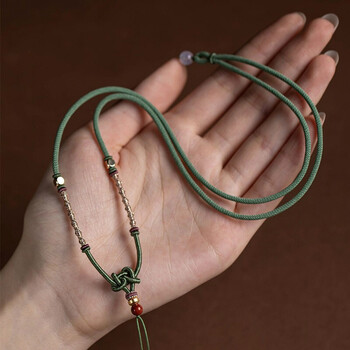 金石通天然玛瑙手工圆满结吊坠挂绳玉佩玉坠挂脖挂件项链绳男女配饰