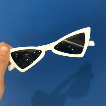 港味凹造型太阳镜2019新款潮流时尚三角形猫眼眼镜男女 白色