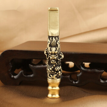 铜烟嘴 铜手工四神兽过滤烟嘴男循环型粗细两用 可清洗 独当一面铜