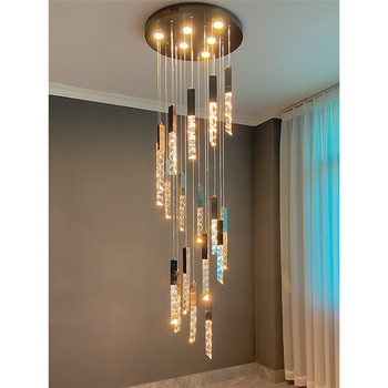 文图(wentu) 别墅复式楼梯间长吊灯北欧轻奢简约旋转挑空公寓loft三角