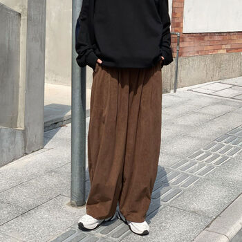勒思德300斤显瘦男装夏季阔腿灯笼裤高质量日系灯芯绒阔腿裤男女中性