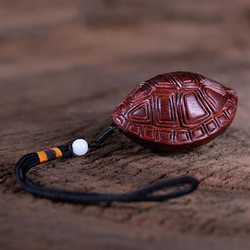 左余血檀木雕富甲天下挂件金钱龟壳手把件随身文玩把玩件d款血檀大号