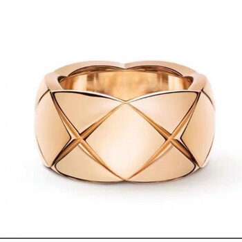 snqp小香风coco菱格纹戒指女男菱形情侣戒指十八菱格戒指女男指环ins