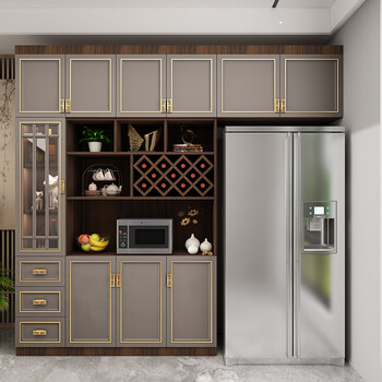 欧莎拉贝靠墙酒柜新中式餐边柜隔断柜茶水柜定制新款轻奢客厅实木柜子