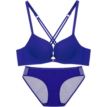 都市女人前扣美背光面无痕上薄下厚聚拢女士内衣套装 文胸 内裤sn6140