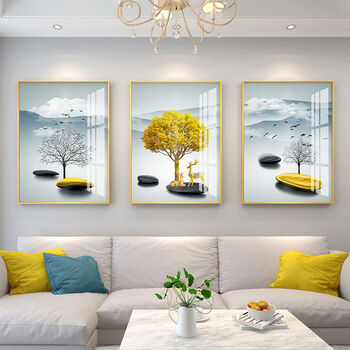 客厅装饰画三联画沙发背景墙挂画轻奢大气北欧风格现代简约有框画46