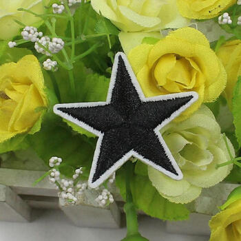 贴补丁贴衣服裤子鞋帽装饰修补洞刺绣贴花贴布sn532012黑色白边星星小