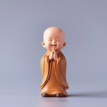 小和尚禅意摆件古风办公室茶桌面装饰中国风少林寺纪念品 随缘17a【高