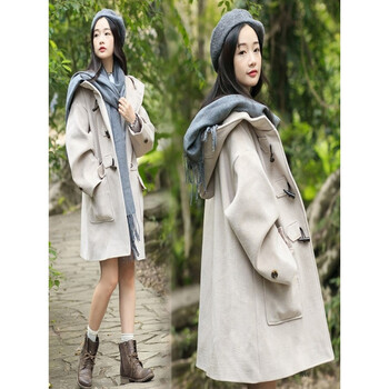 诗迪仕6515至1女生初中生高中生冬季穿羊绒牛角扣大衣女冬季新款