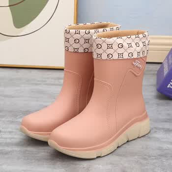 四序安 女士雨鞋中筒时尚防滑防水防雨胶鞋软底软面下雨天郊游雨靴