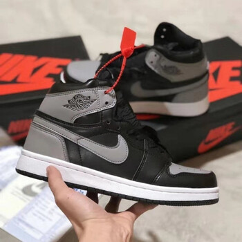 aj鞋子男潮流高帮鞋跑步鞋aj鞋 黑灰 37