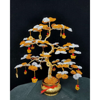 铜丝树摆件编织车载龙铁丝摇钱树制作工艺品串珠店铺铝丝手工琉滋