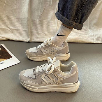 酸奶宇宙阿甘鞋女防滑新款秋季复古小众厚底2022年休闲运动老爹鞋网面