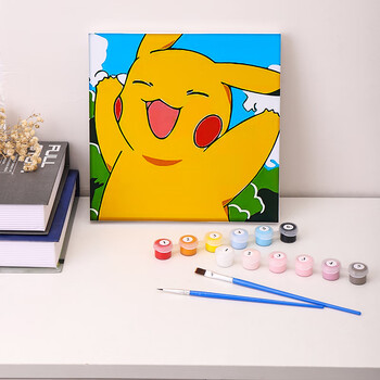 油画diy填色卡通儿童手工画画填充油彩水彩涂色小尺寸画定制 皮卡丘