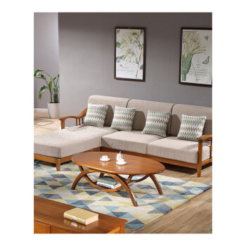 沙发时尚休闲家具实木沙发组合现代简约三人胡桃木客厅整体小户型布艺