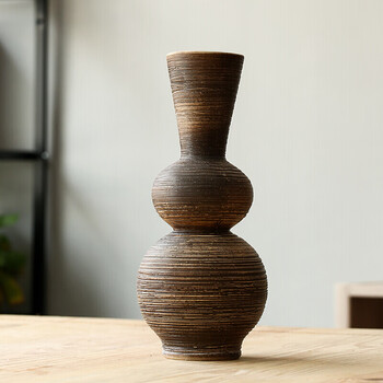 陶罐仿古花瓶摆件陶瓷陶艺插花花器土陶罐家居客厅饰品02 d款【图片 