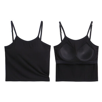 吊带防走光抹胸背心带胸垫学生高中少女文胸夏季薄款黑色l码100120斤