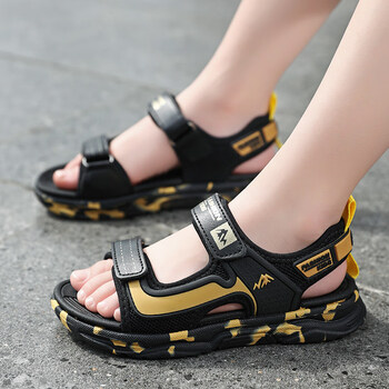 鸿星尔克男童凉鞋新款夏季中大童软底防滑露趾沙滩鞋儿童鞋子潮小