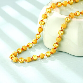 9磨砂圆珠黄金项链男女款金项链素链送女友 32.69克 - 55厘米