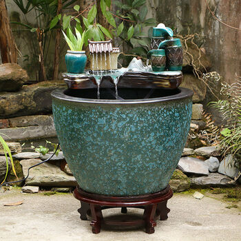 鱼缸流水风水轮办公室落地摆件客厅循环流水庭院缸蜂窝蓝风生水起小号