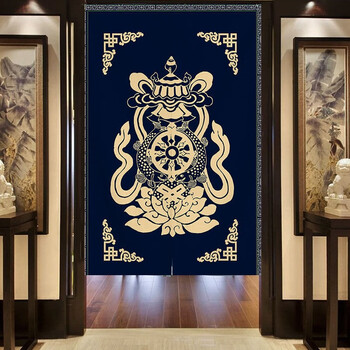 霜魄 藏式门帘 佛教门帘佛堂挂帘禅意门帘子隔断帘过道半帘玄关帘走廊