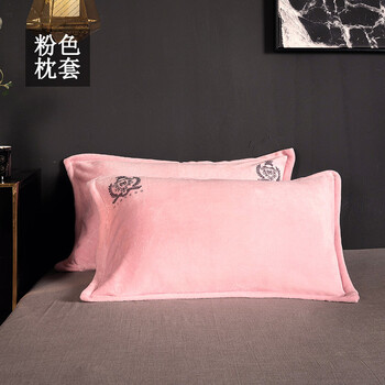 京东猪年年货节法兰绒枕套冬季法兰绒卡通珊瑚绒枕头套成人加绒单人4