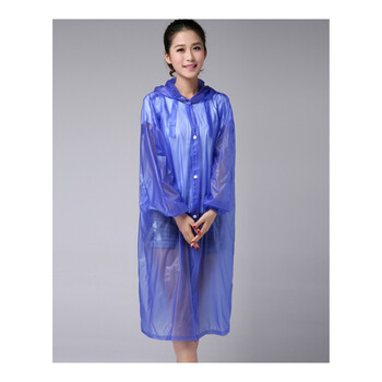 时尚透明雨衣雨裤分体套装彩色塑料雨披户外徒步旅游男女eva 深蓝色