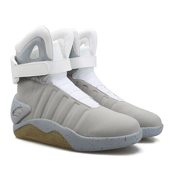 高版本回到未来战士运动usb充电led发光鞋aj高帮实战训练篮球鞋灰白色