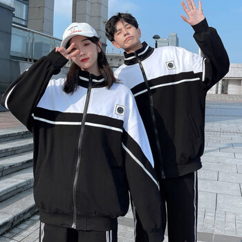 装套装简约黑白外套高中生深圳校服三件套帕孚 黑色外套【不分男女】