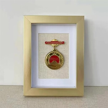 zrqf四有士兵立功奖章奖牌展示框徽章勋章纪念章荣誉装裱收纳相 金色